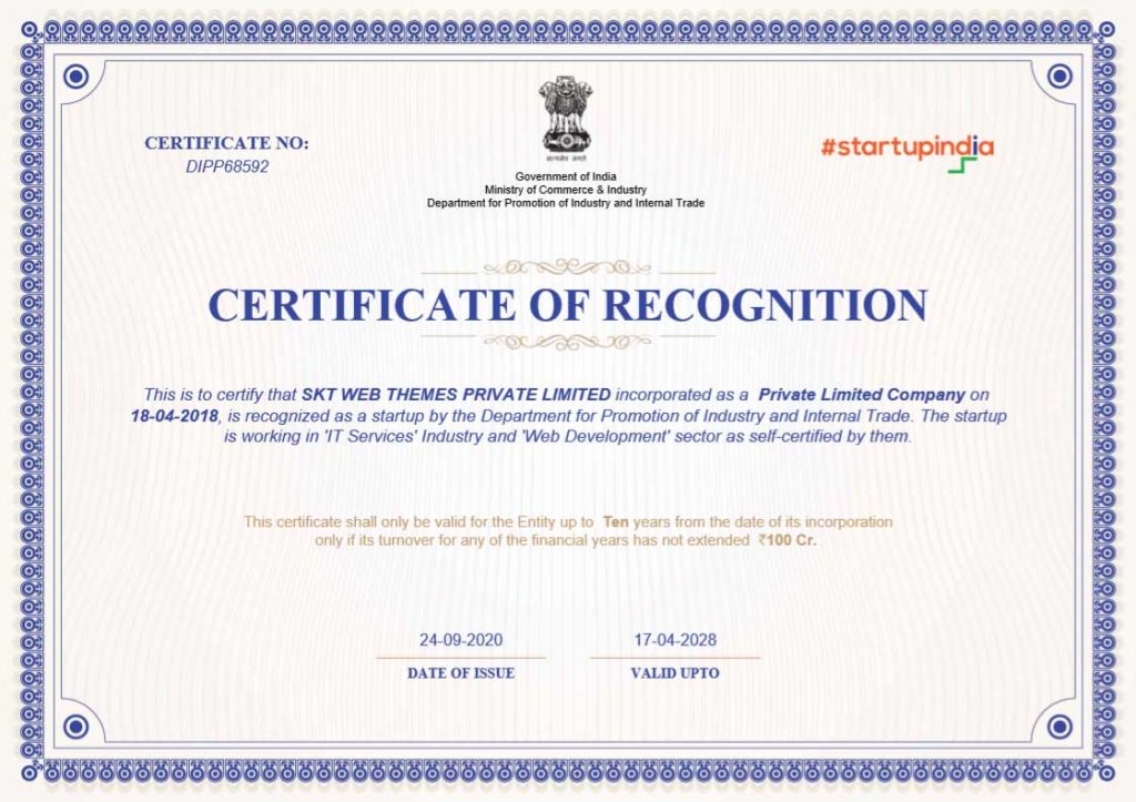 SKT Web Themes Startup India