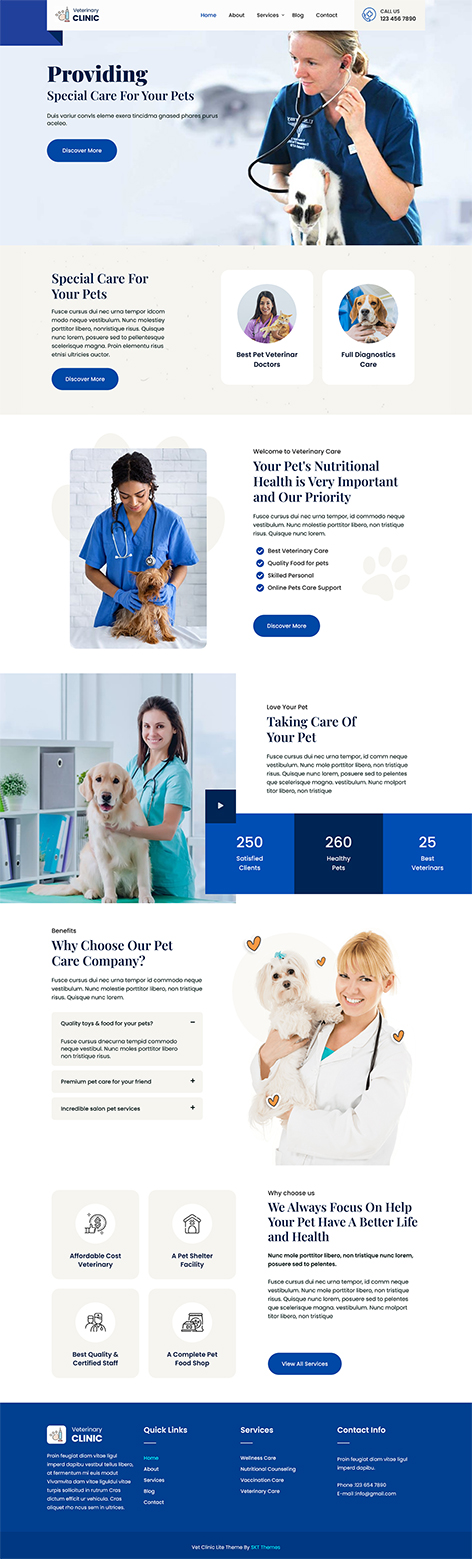 Vet Clinic Lite free vet clinic WordPress theme