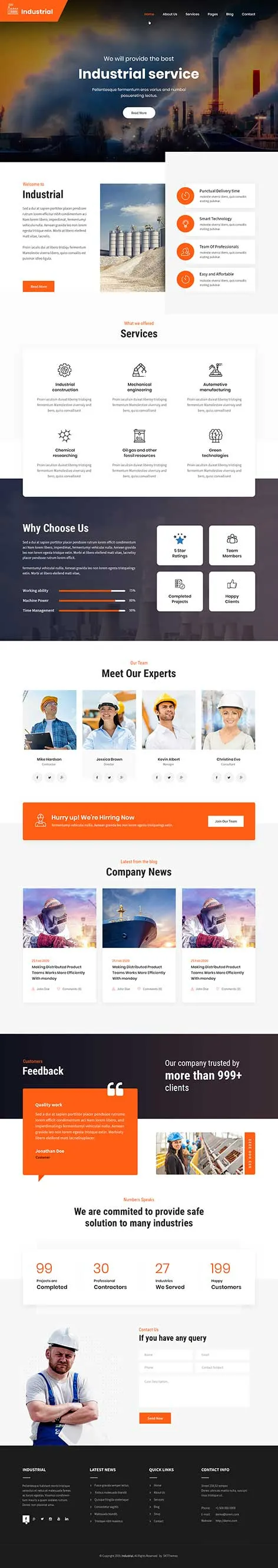 SKT Industrial - factory hub WordPress theme
