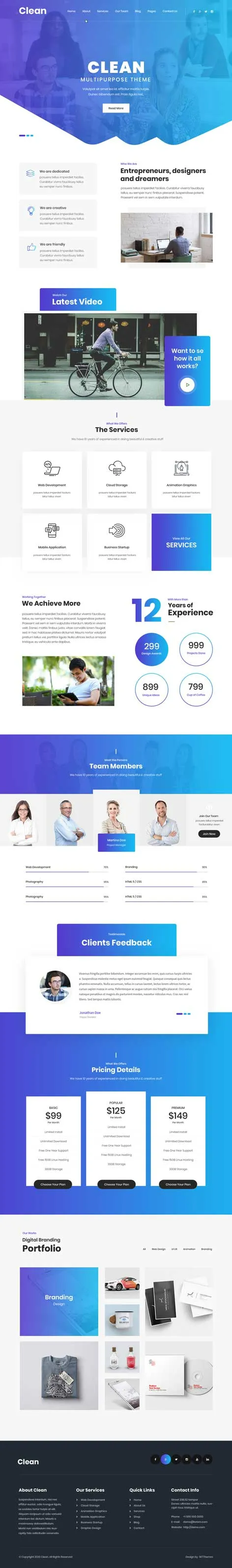 Clean Pro - agency website WordPress theme
