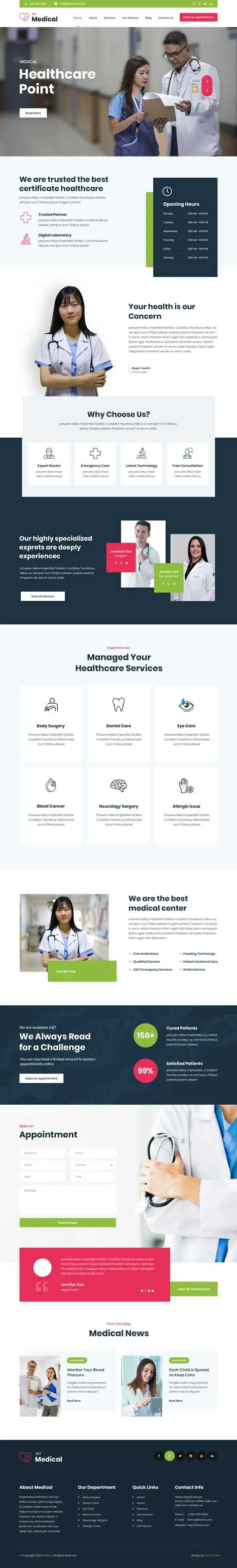 SKT Medical Pro - doctor booking WordPress theme