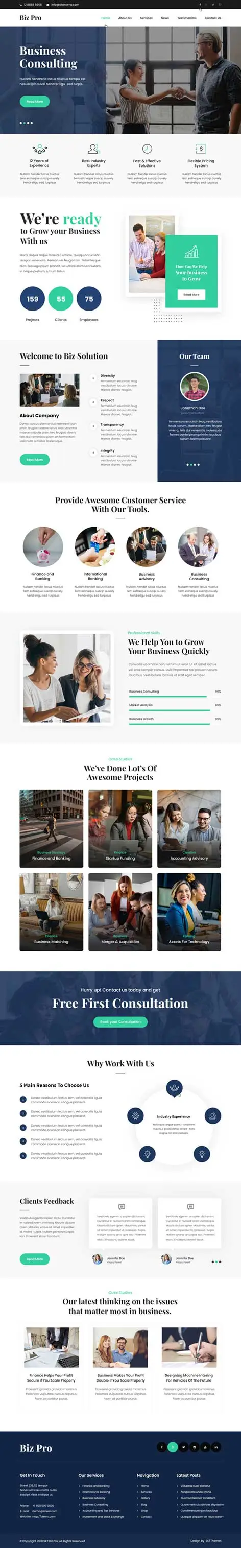 SKT Biz PRO - consulting services WordPress theme